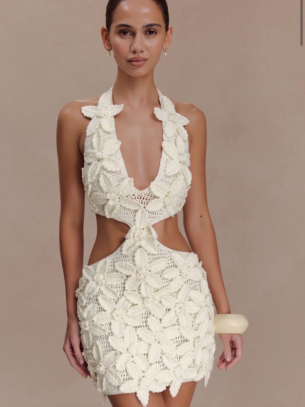 Meshki Jaylene Floral Crochet Mini Dress